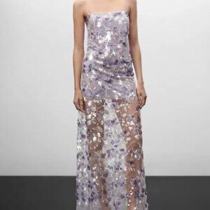 JEN CEBALLOS X MANGO Sequin Embroidered Dress